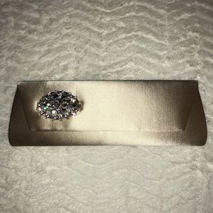 Badgley Mischka Jeweled Flap Clutch Nude